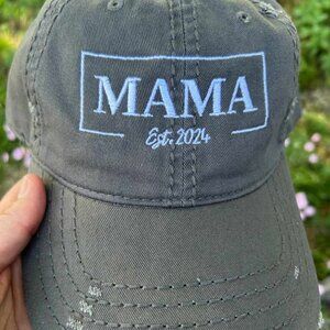 MAMA Established 2024 Custom Embroidered Hat Gift new Mom New Baby First Baby